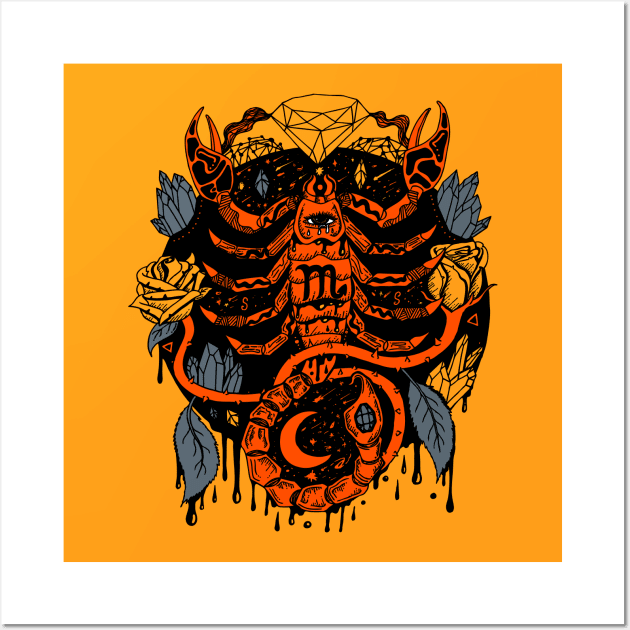 Orangrey Mystic Scorpio Zodiac Wall Art by kenallouis